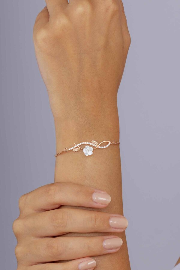 Manolya Çiçeği Kadın Rosegold Gümüş Bileklik - 3