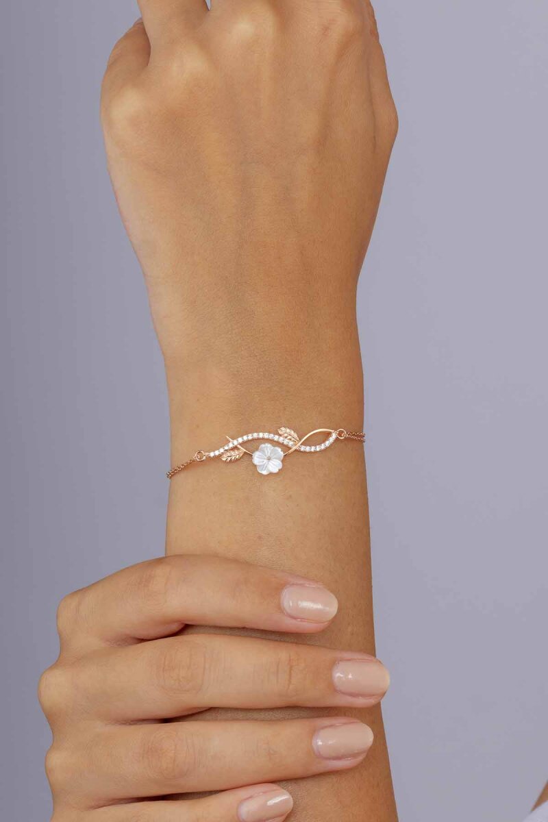 Manolya Çiçeği Kadın Rosegold Gümüş Bileklik - 3