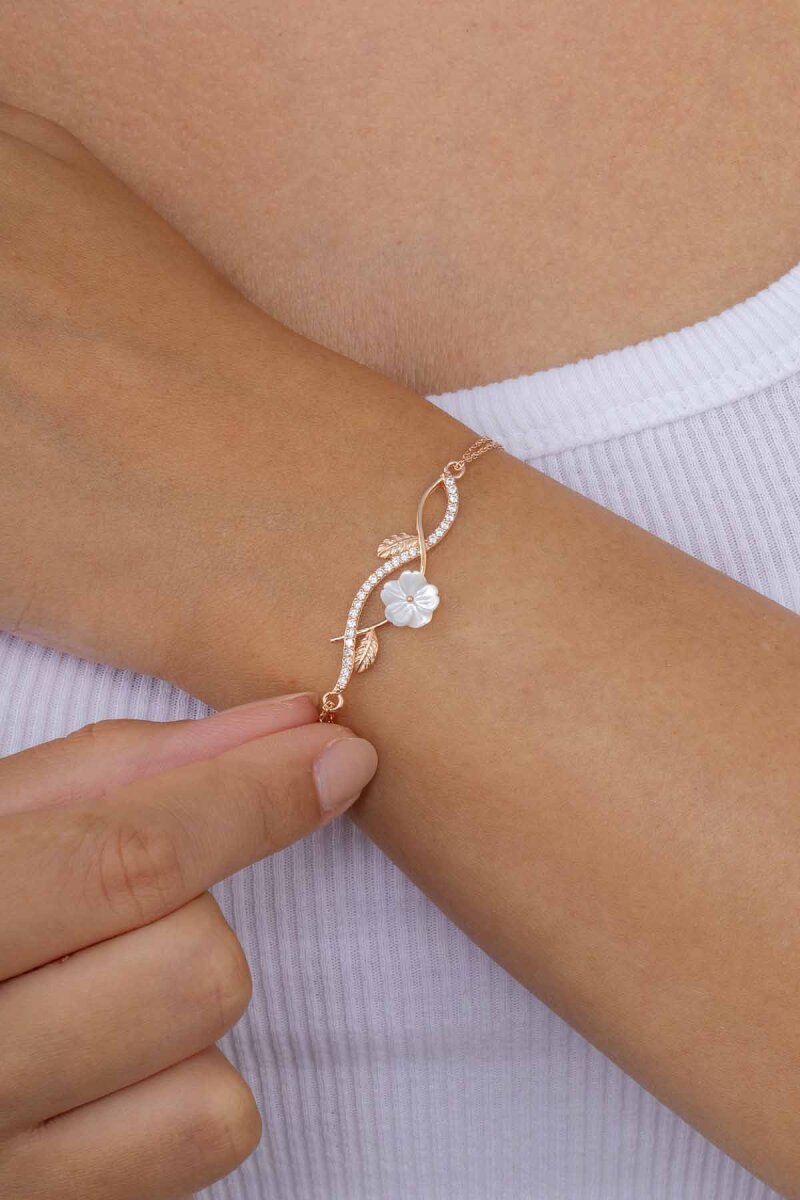 Manolya Çiçeği Kadın Rosegold Gümüş Bileklik - 2