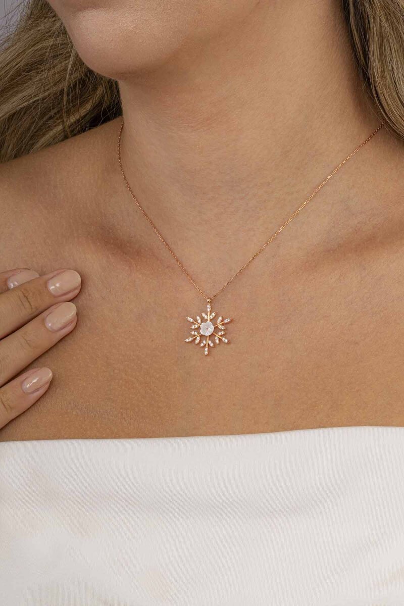 Manolya Çiçeği Kar Tanesi Gümüş Kolye - 2