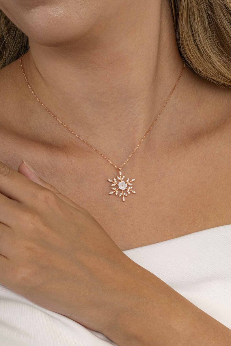 Manolya Çiçeği Kar Tanesi Gümüş Kolye - 3