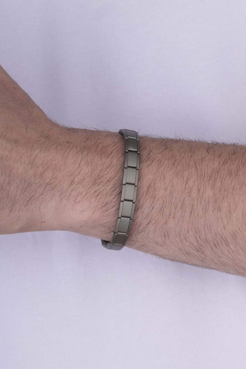 Mat Antrasit İtalyan Charm Model Çelik Erkek Bileklik - 3