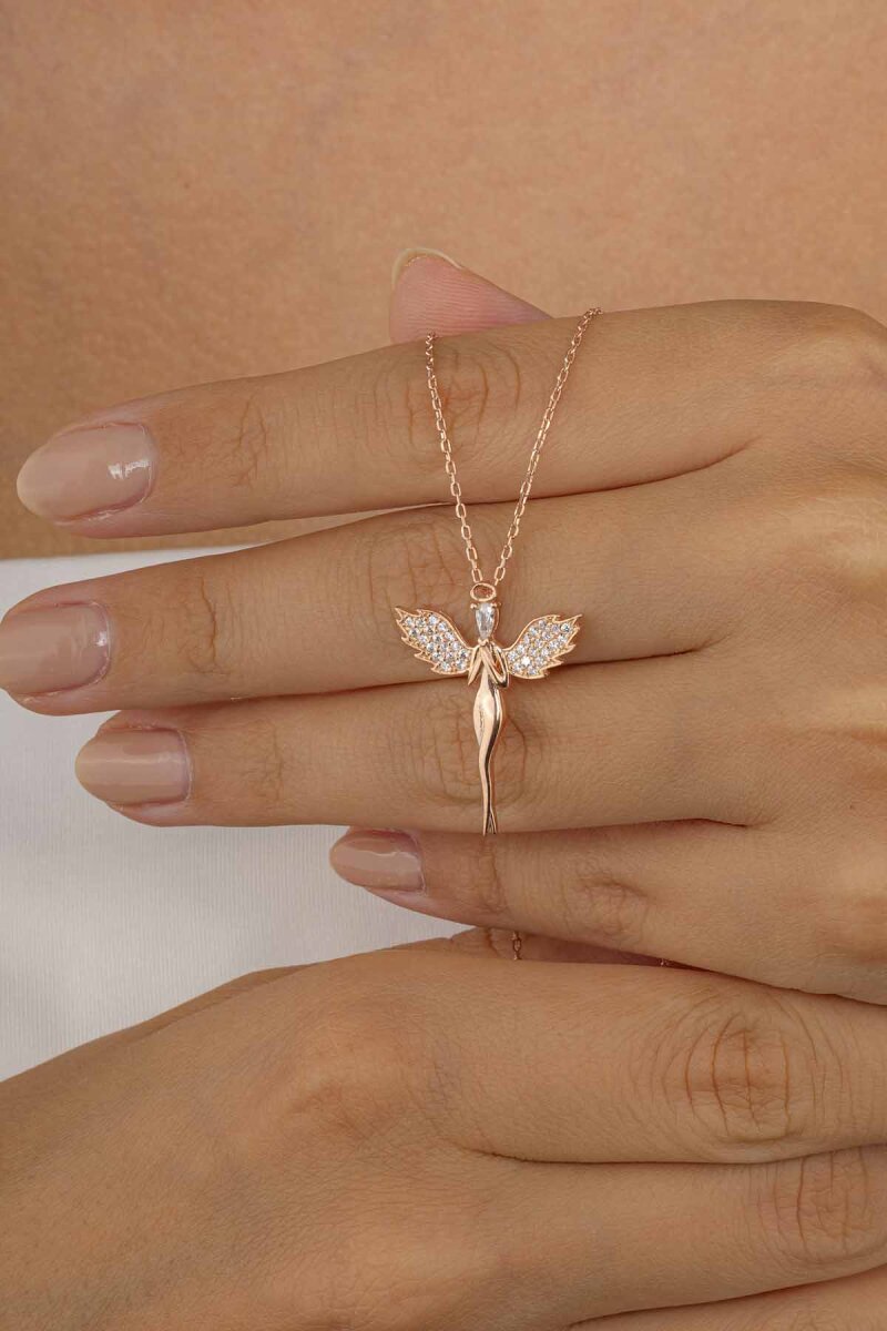 Melek Figürlü Gümüş Kolye - 3