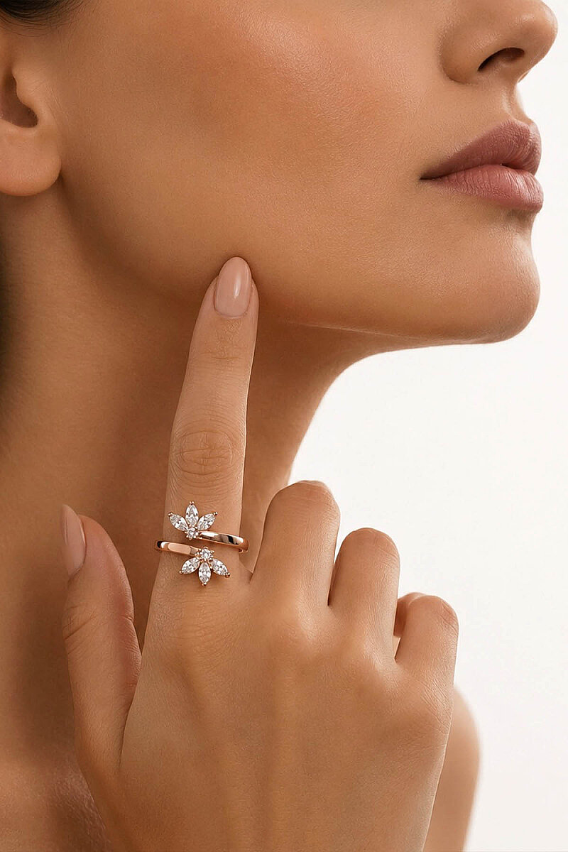 Menekşe Model Ayarlamalı Kadın Gümüş Yüzük - 2