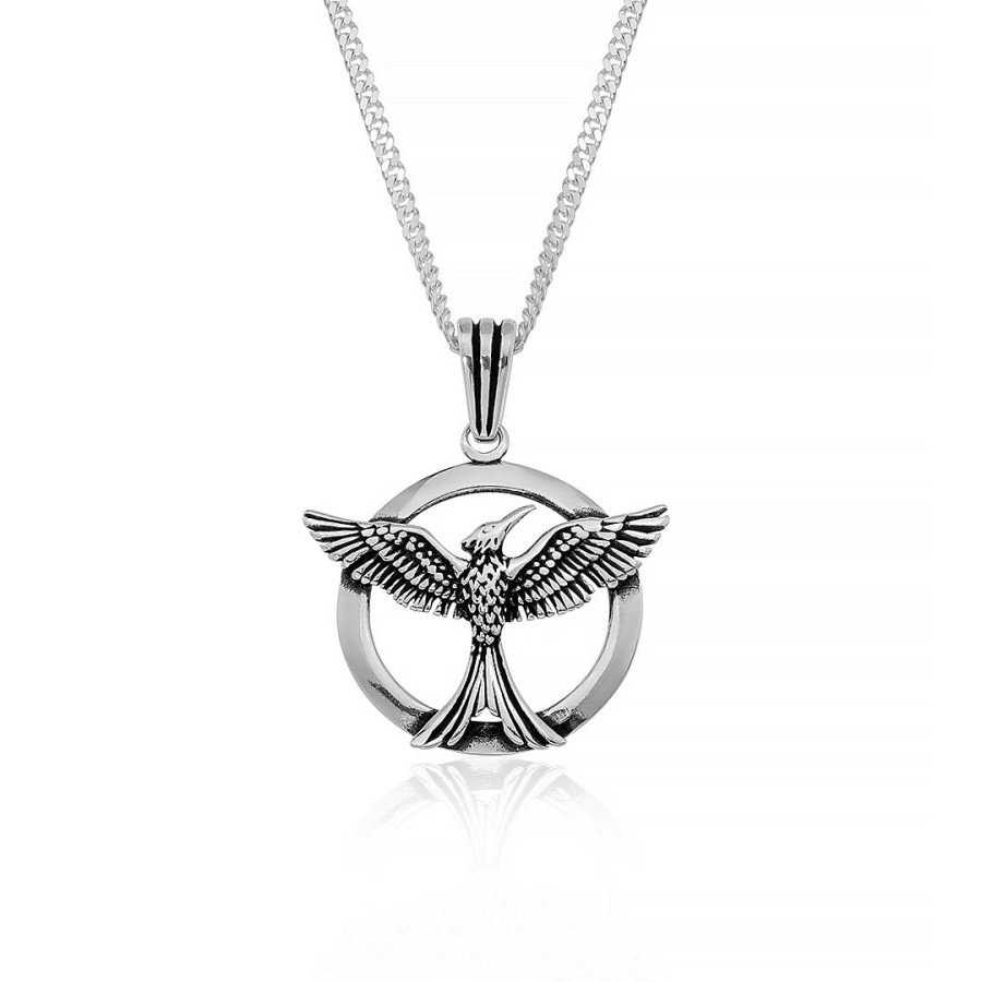 Gümüş Pazarım - Men's Silver Necklace with Phoenix motif