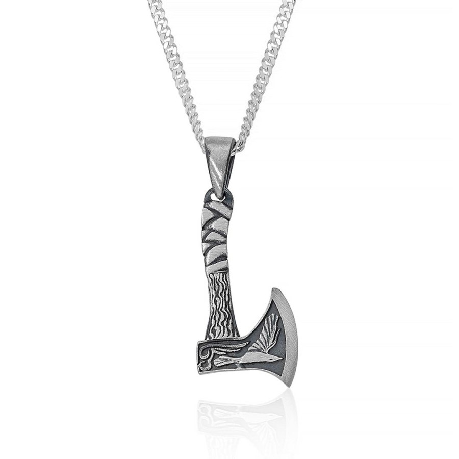 Gümüş Pazarım - Men's Sterling Silver Necklace with Axe motif