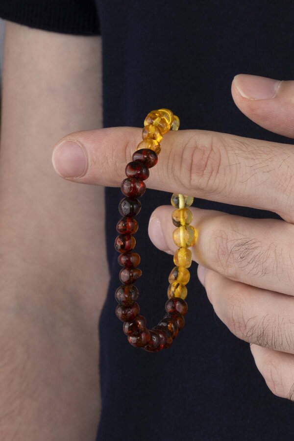 Misket Kesim Orjinal Yetişkin Kehribar Bileklik - Gümüş Pazarım