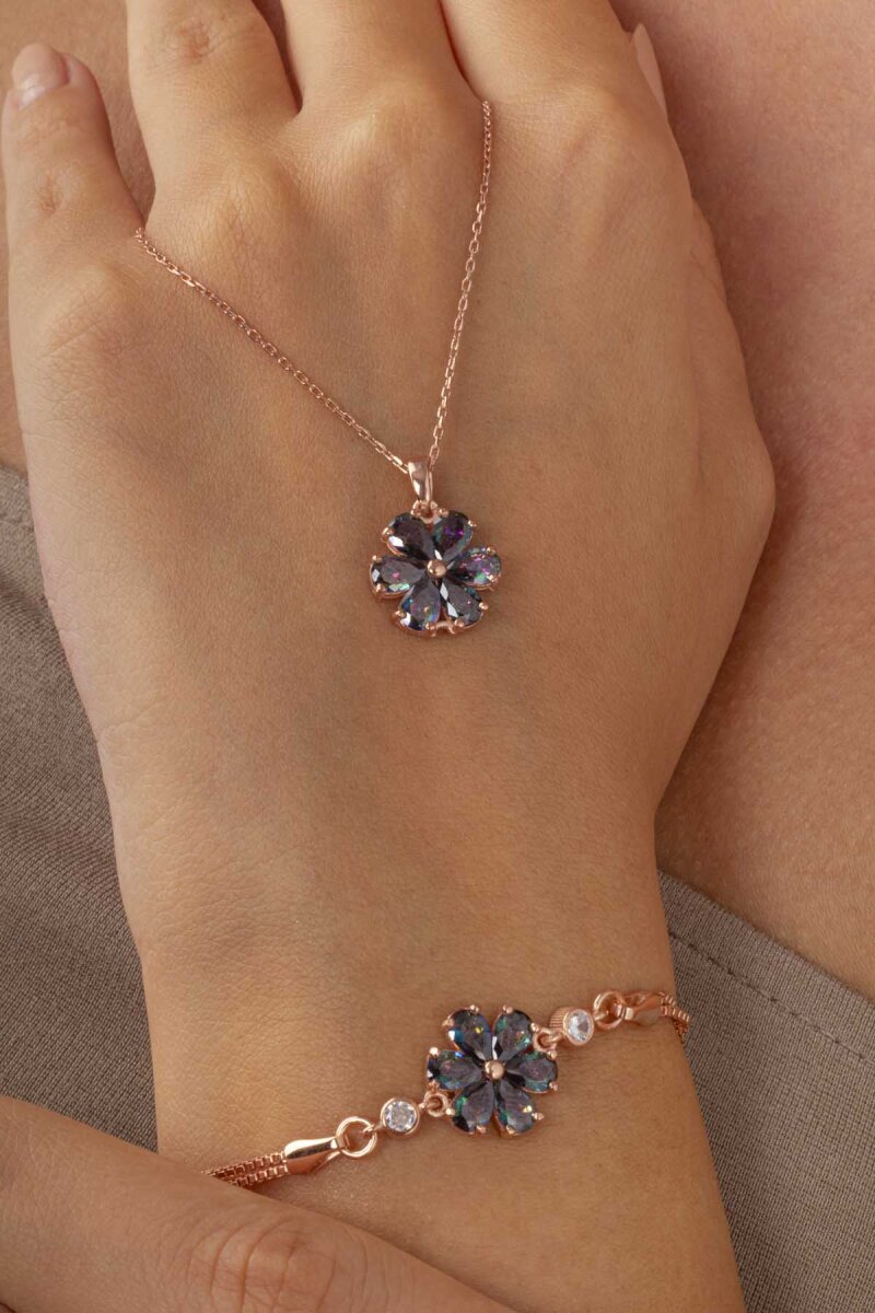 Mistik Topaz Taşlı Gümüş Kolye Ve Bileklik Kombini - 2