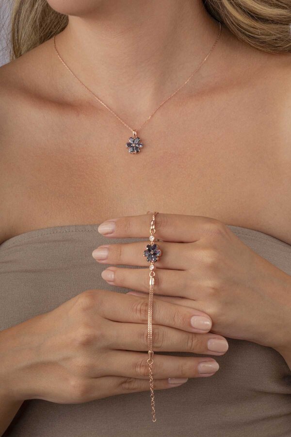 Mistik Topaz Taşlı Gümüş Kolye Ve Bileklik Kombini - Gümüş Pazarım