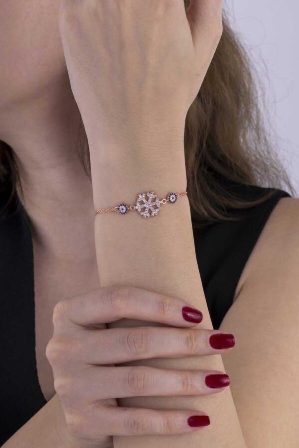 Nazar Boncuklu Kar Tanesi Gümüş Bileklik - 2