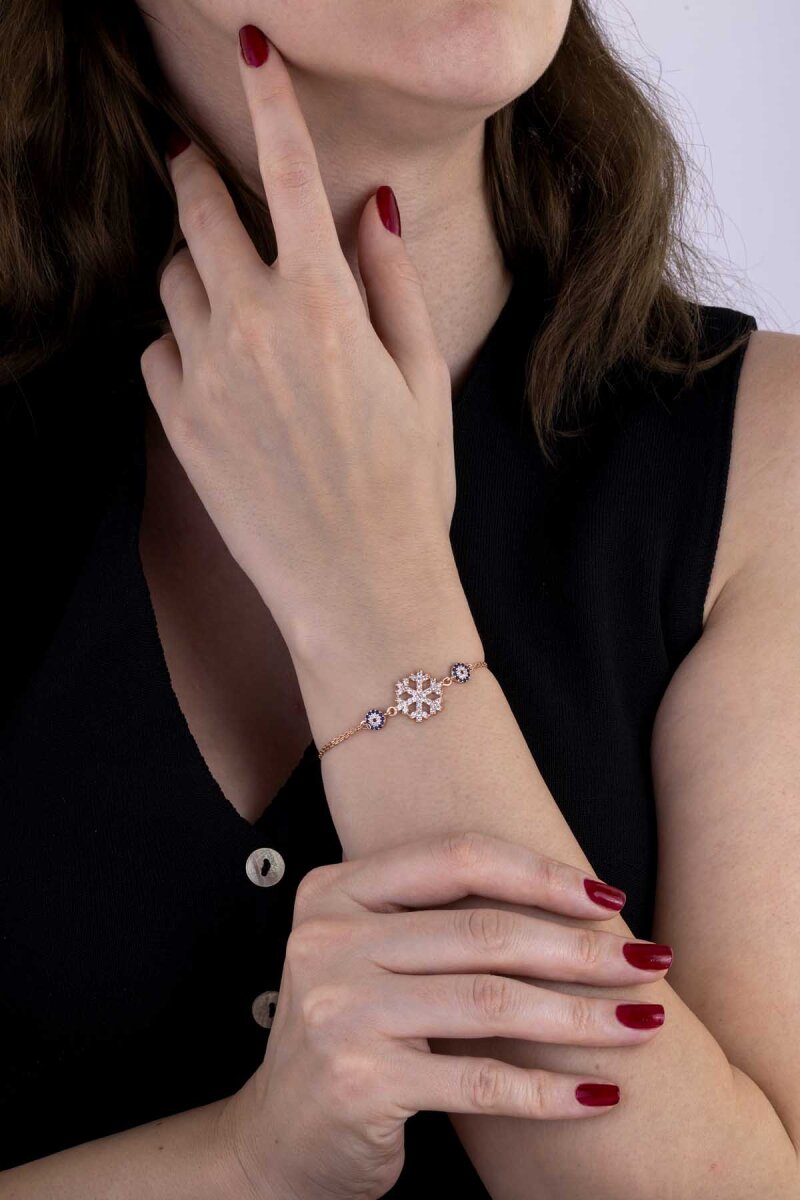 Nazar Boncuklu Kar Tanesi Gümüş Bileklik - 3