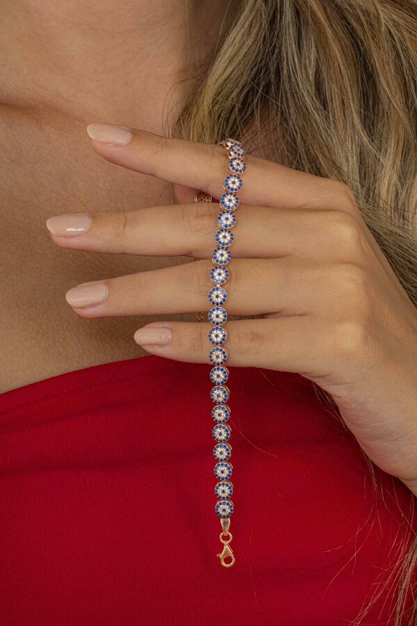 Nazar Boncuklu Su Yolu Gümüş Bileklik - Gümüş Pazarım