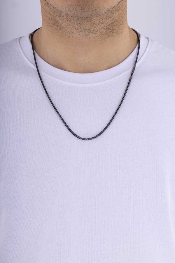 Oksitli Köşeli Kare Kesim Erkek Çelik Zincir - Gümüş Pazarım