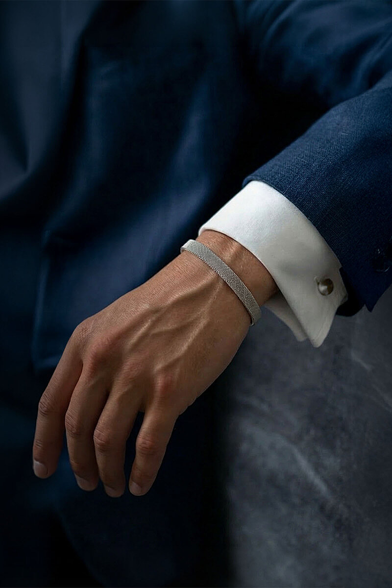 Örgü Model Ayarlanabilir Erkek Çelik Bileklik - 1