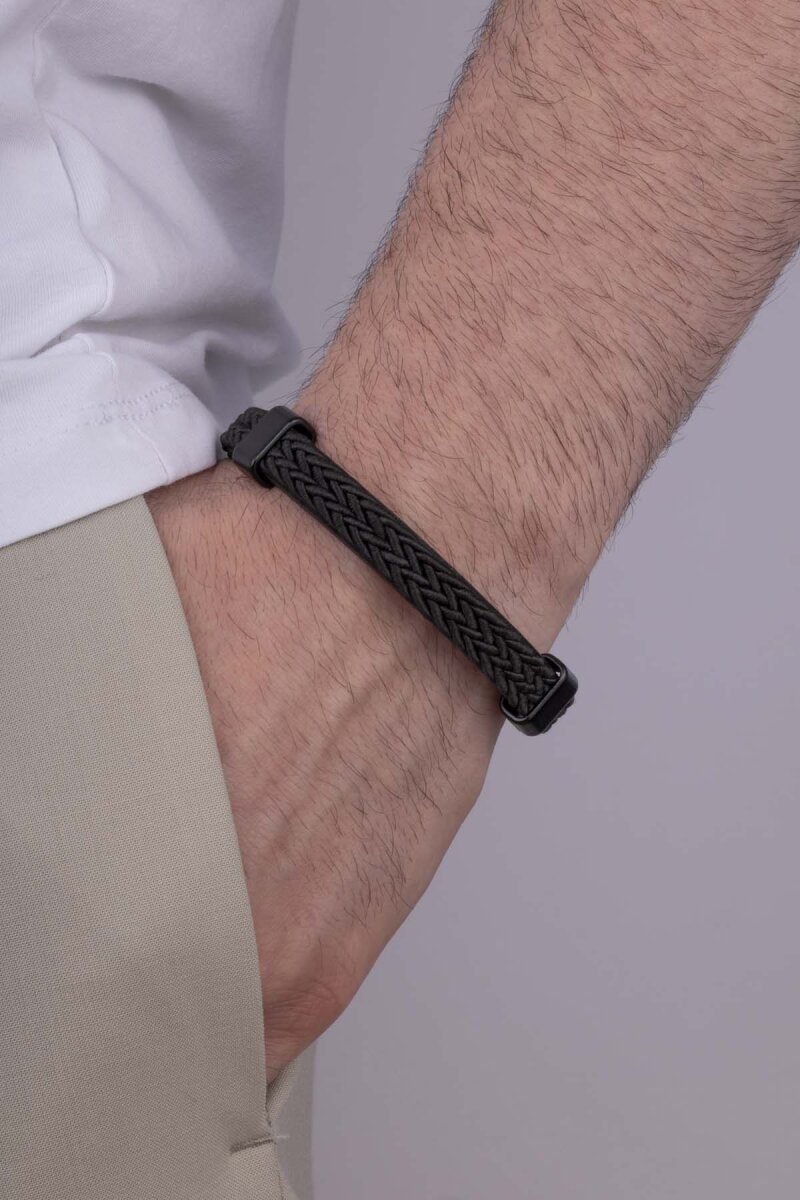 Örgü Model Deri Kordonlu Erkek Bileklik - 1