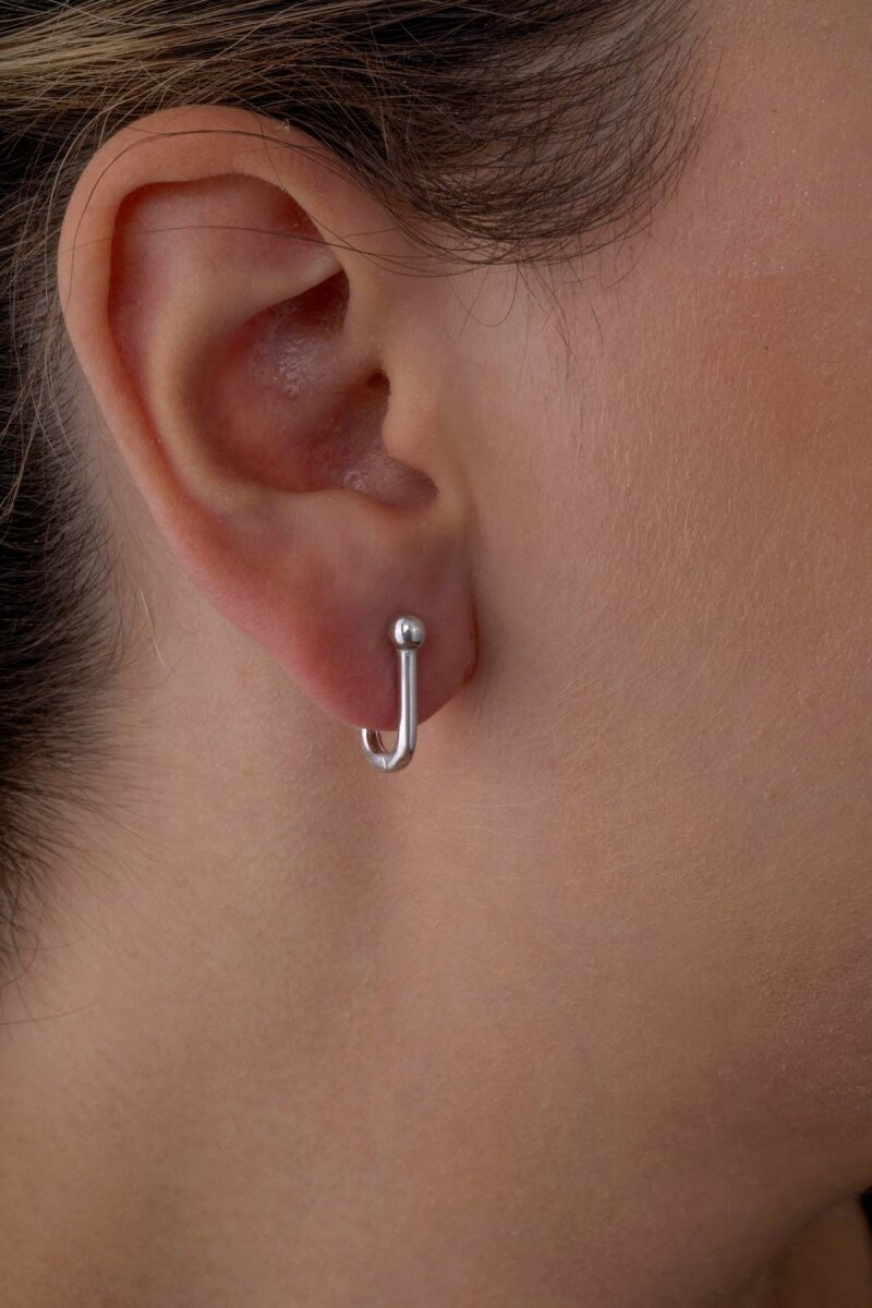 Oval Toplu İtalyan 925 Ayar Gümüş Küpe - 2