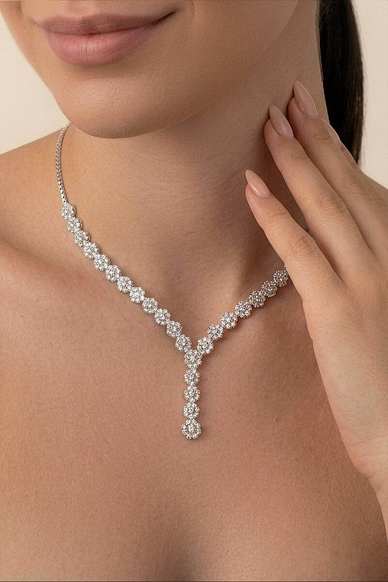 Papatya Montürlü Rodyum Kaplama 925 Ayar Gümüş Kolye - 2