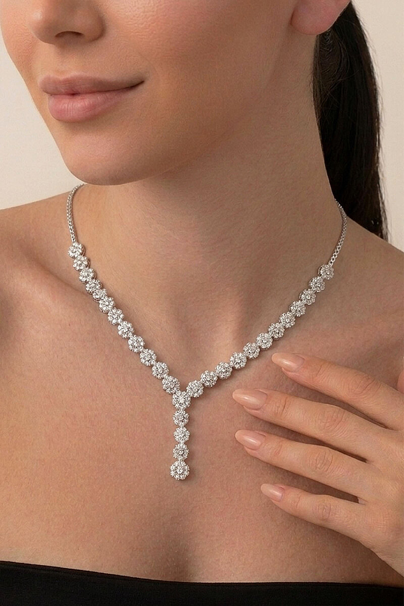Papatya Montürlü Rodyum Kaplama 925 Ayar Gümüş Kolye - 4