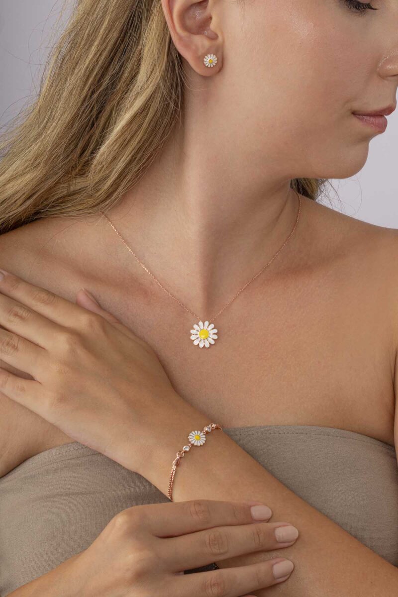 Papatya Motifli Gümüş Set - 1