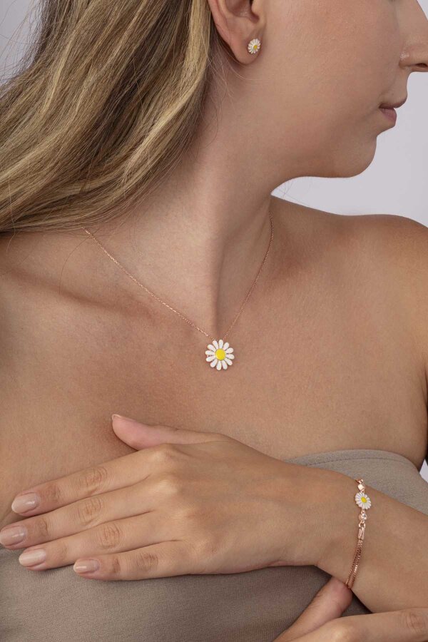 Papatya Motifli Gümüş Set - Gümüş Pazarım