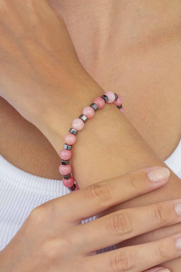 Pembe Ceyt Taşı Doğal Taş Bileklik - Gümüş Pazarım (1)