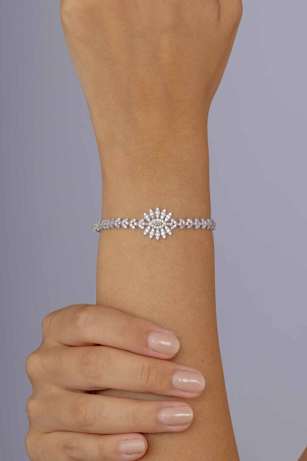 Pırlanta Montür Göz Model Gümüş Bileklik - Gümüş Pazarım