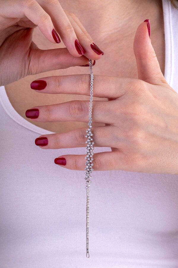 Pırlanta Montür Prenses Su Yolu Gümüş Bileklik - Gümüş Pazarım