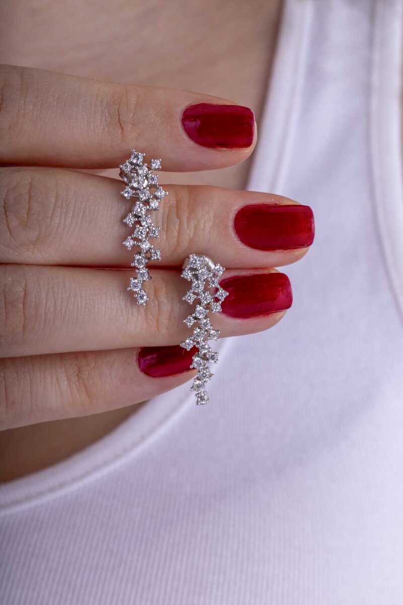 Pırlanta Montür Prenses Su Yolu Gümüş Düğün Set - 4