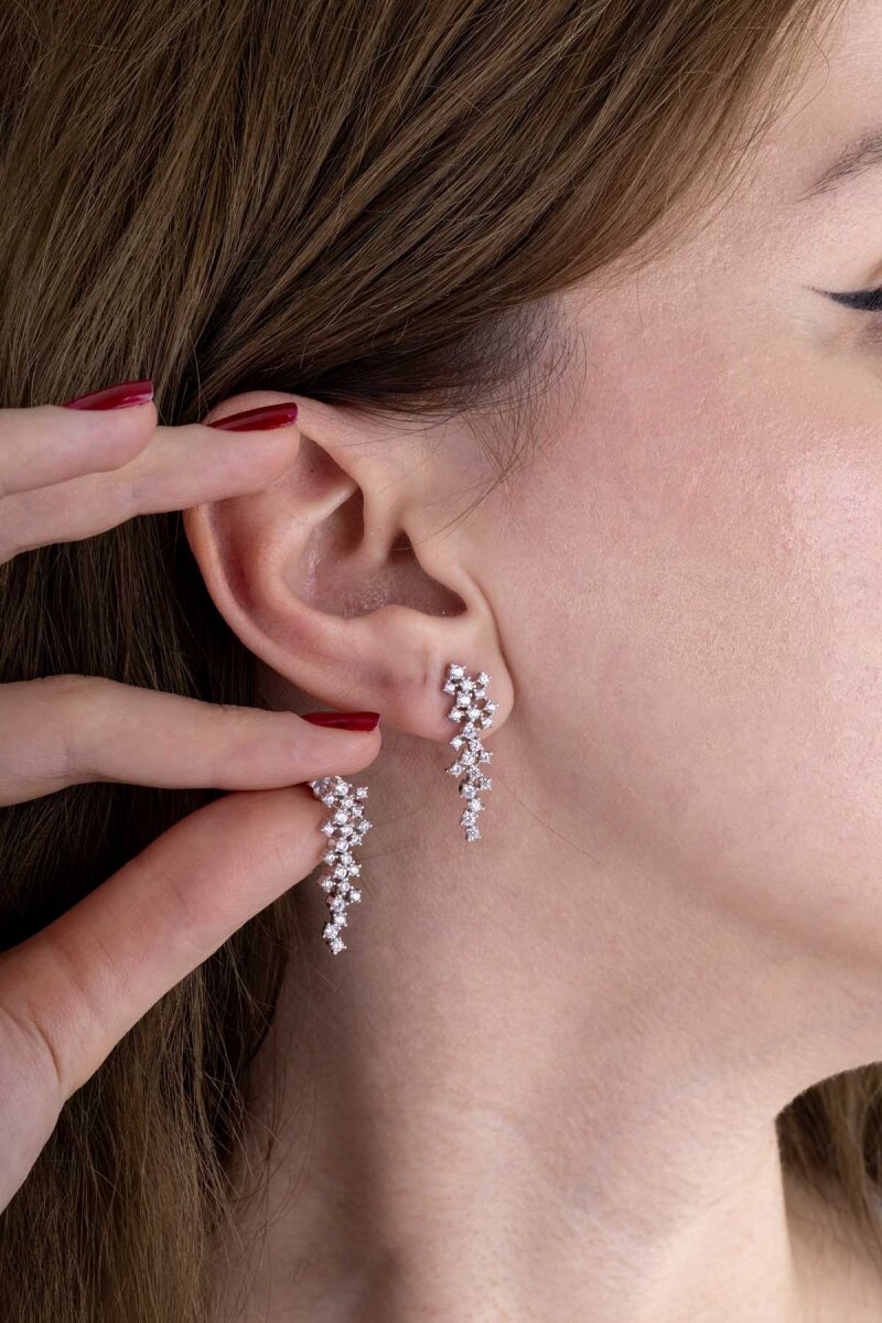 Pırlanta Montür Prenses Su Yolu Gümüş Düğün Set - 5