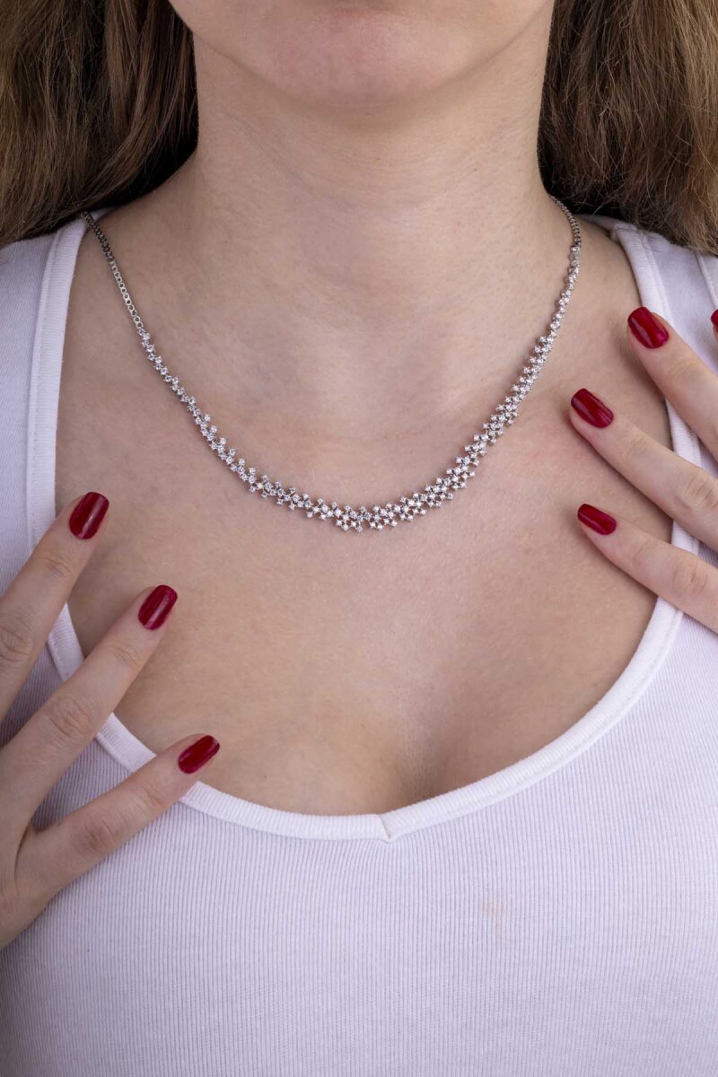 Pırlanta Montür Prenses Su Yolu Gümüş Kolye - 3