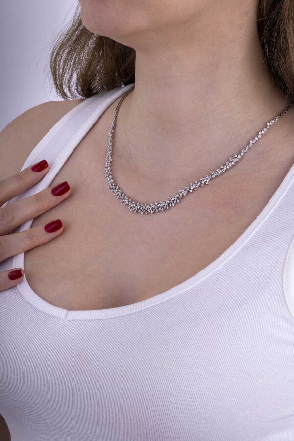 Pırlanta Montür Prenses Su Yolu Gümüş Kolye - Gümüş Pazarım