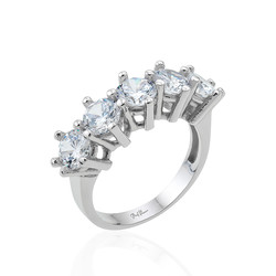 Gümüş Pazarım - Princess Five Stone Silver Ring