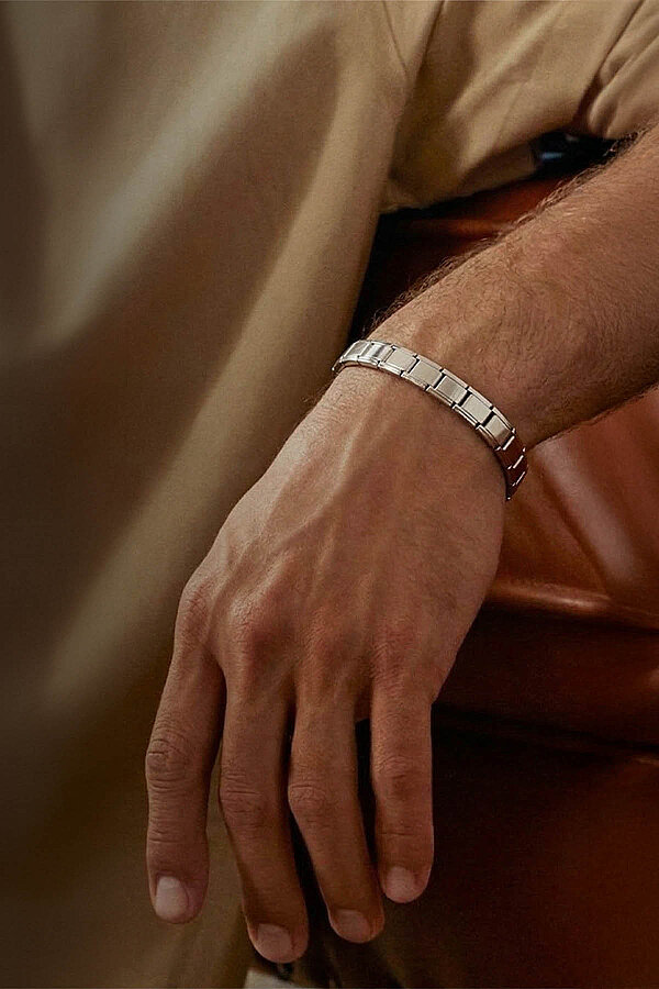 Rodyum Kaplama İtalyan Charm Çelik Bileklik - Gümüş Pazarım