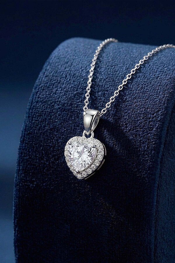 Rodyum Kaplama Kalp Gümüş Kolye 