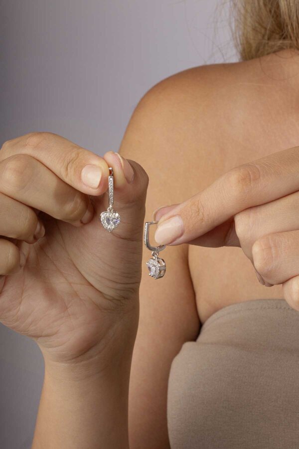 Rodyum Kaplama Kalp Gümüş Set - Gümüş Pazarım