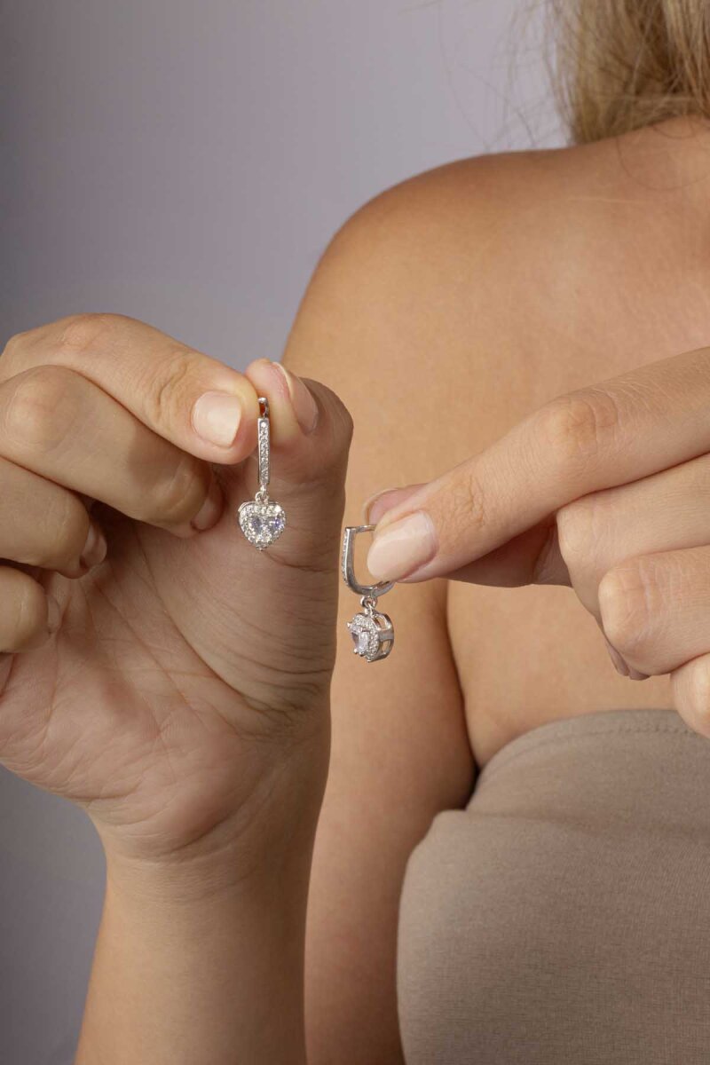 Rodyum Kaplama Kalp Gümüş Set - 3