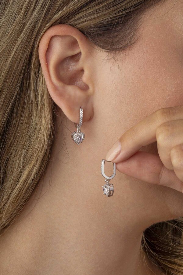 Rodyum Kaplama Kalp Gümüş Set - Gümüş Pazarım