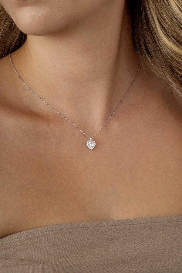 Rodyum Kaplama Kalp Gümüş Set - Gümüş Pazarım