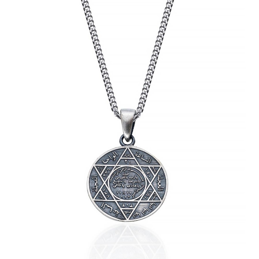 Gümüş Pazarım - Seal of Solomon Men's Silver Necklace