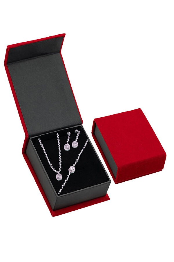 Şık Hediyelik Kırmızı Kadife Kutu - Gümüş Pazarım