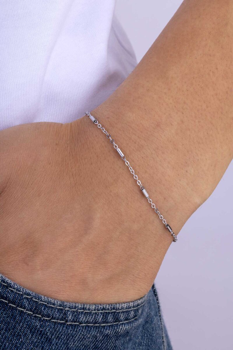 Silindir Geçişli Minimal Zincir Erkek Çelik Bileklik - 1