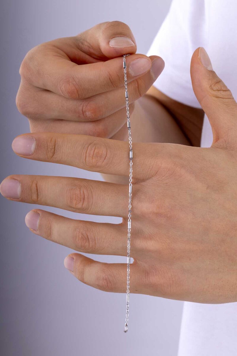 Silindir Geçişli Minimal Zincir Erkek Çelik Bileklik - 2