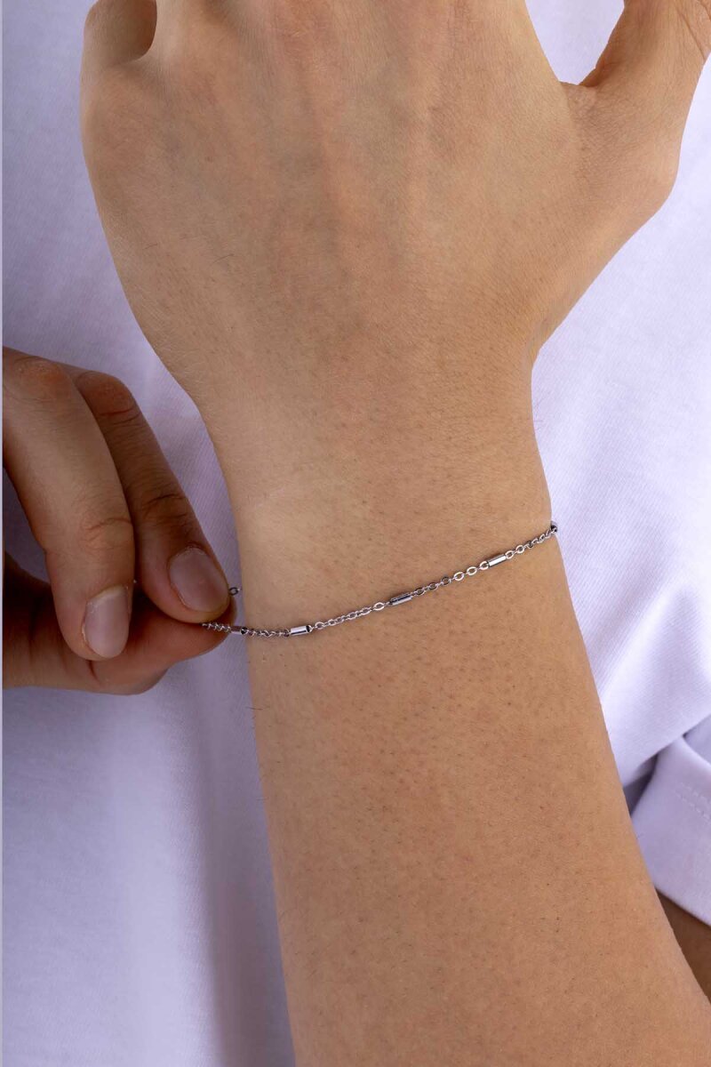 Silindir Geçişli Minimal Zincir Erkek Çelik Bileklik - 3