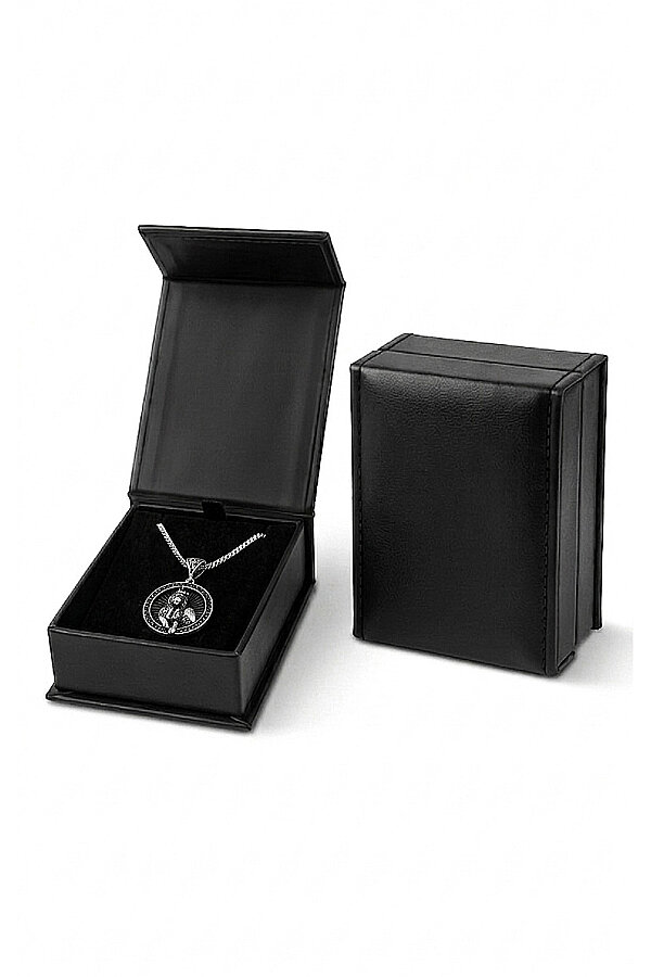 Siyah Deri Hediyelik Şık Kolye Kutusu - Gümüş Pazarım