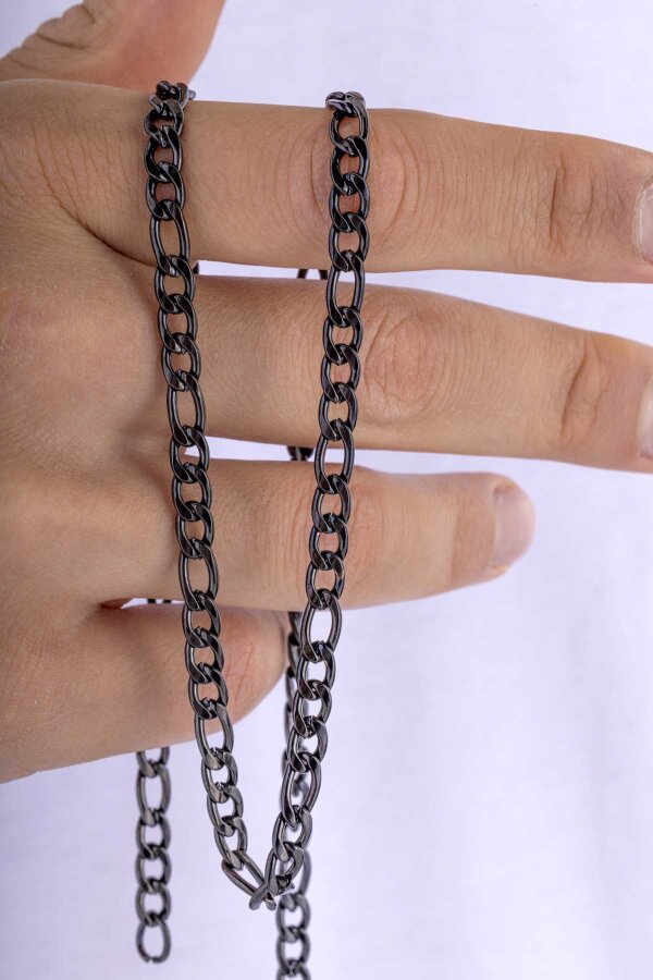 Siyah Gurmet Erkek Çelik Kolye - Gümüş Pazarım