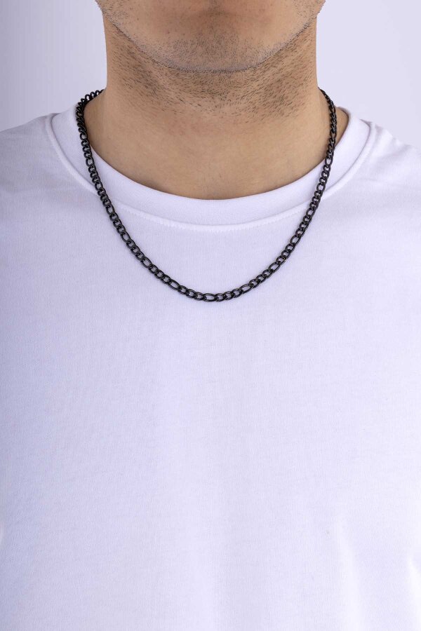 Siyah Gurmet Erkek Çelik Kolye - Gümüş Pazarım