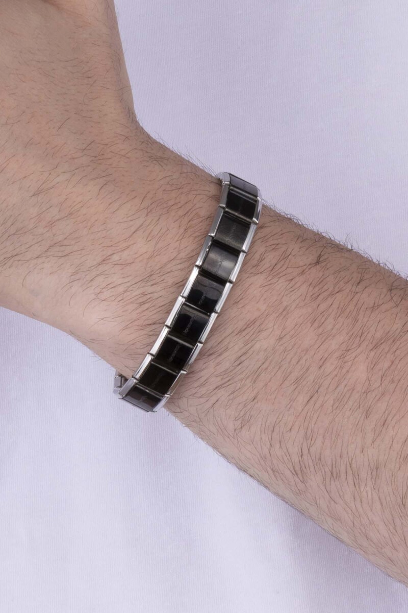 Siyah İtalyan Charm Model Çelik Erkek Bileklik - 2
