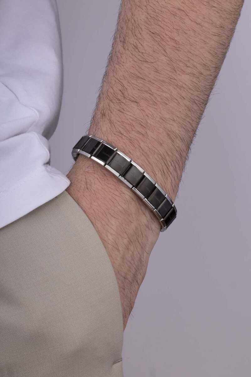 Siyah İtalyan Charm Model Çelik Erkek Bileklik - 1