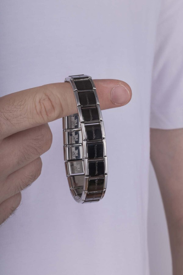 Siyah İtalyan Charm Model Çelik Erkek Bileklik - 3