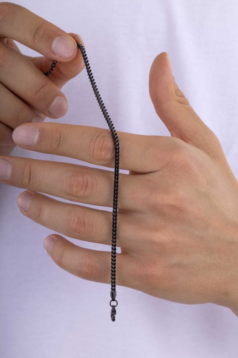 Siyah Tilki Kuyruğu Erkek Çelik Zincir Bileklik - 2